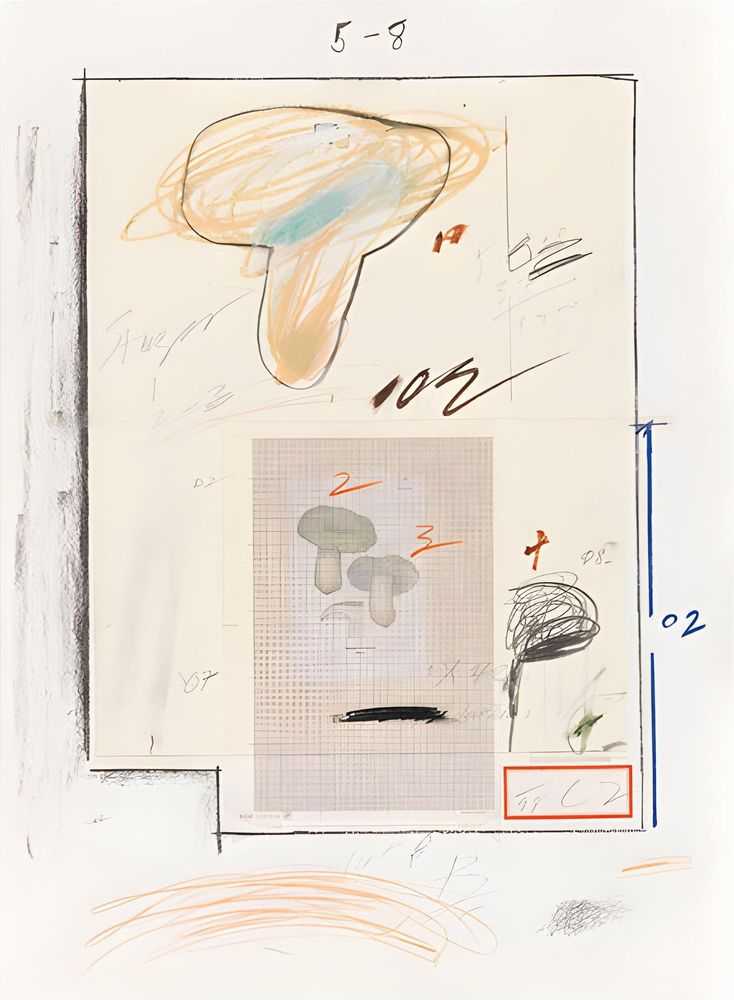 Cy Twombly, ‘Natural History Part I, Mushrooms Plate III’, 1974, Print, Lithograph, grano-lithograph, collotype, photochrome, paper collage and crayon on Rives Couronne paper, null, Numbered
