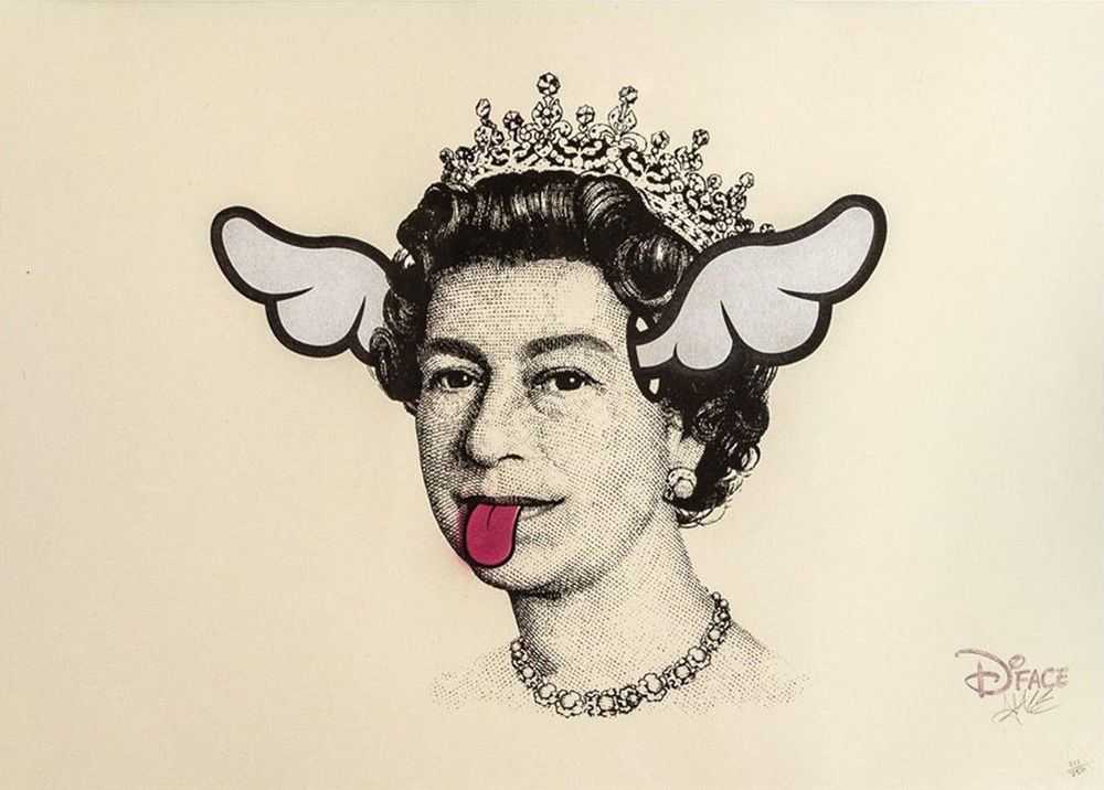 D*Face, ‘Dog Save The Queen’, 02-12-2004, Print, Screenprint with spray painted wings & tongue, Pictures On Walls, Numbered, Handfinished