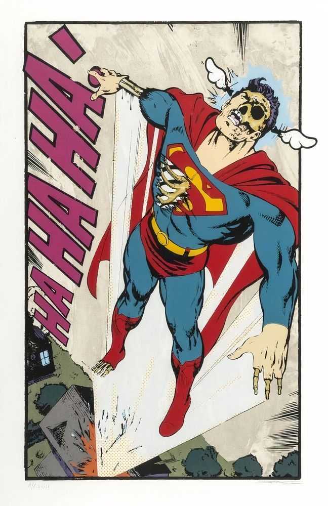 D*Face, ‘Ha Ha Ha, Not So Superman’, 02-10-2008, Print, Single Colour Etching with 18 colour screenprint on top of 300gsm Moulin de Gue Paper, Black Rat Press, Numbered