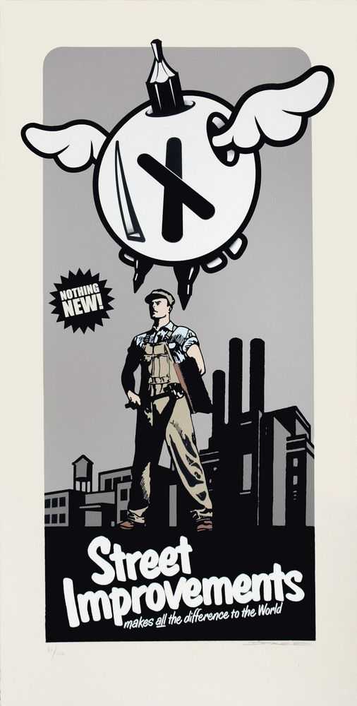 D*Face, ‘Street Improvements 5’, 16-02-2008, Print, 9 colour screenprint, Black Rat Press, Numbered