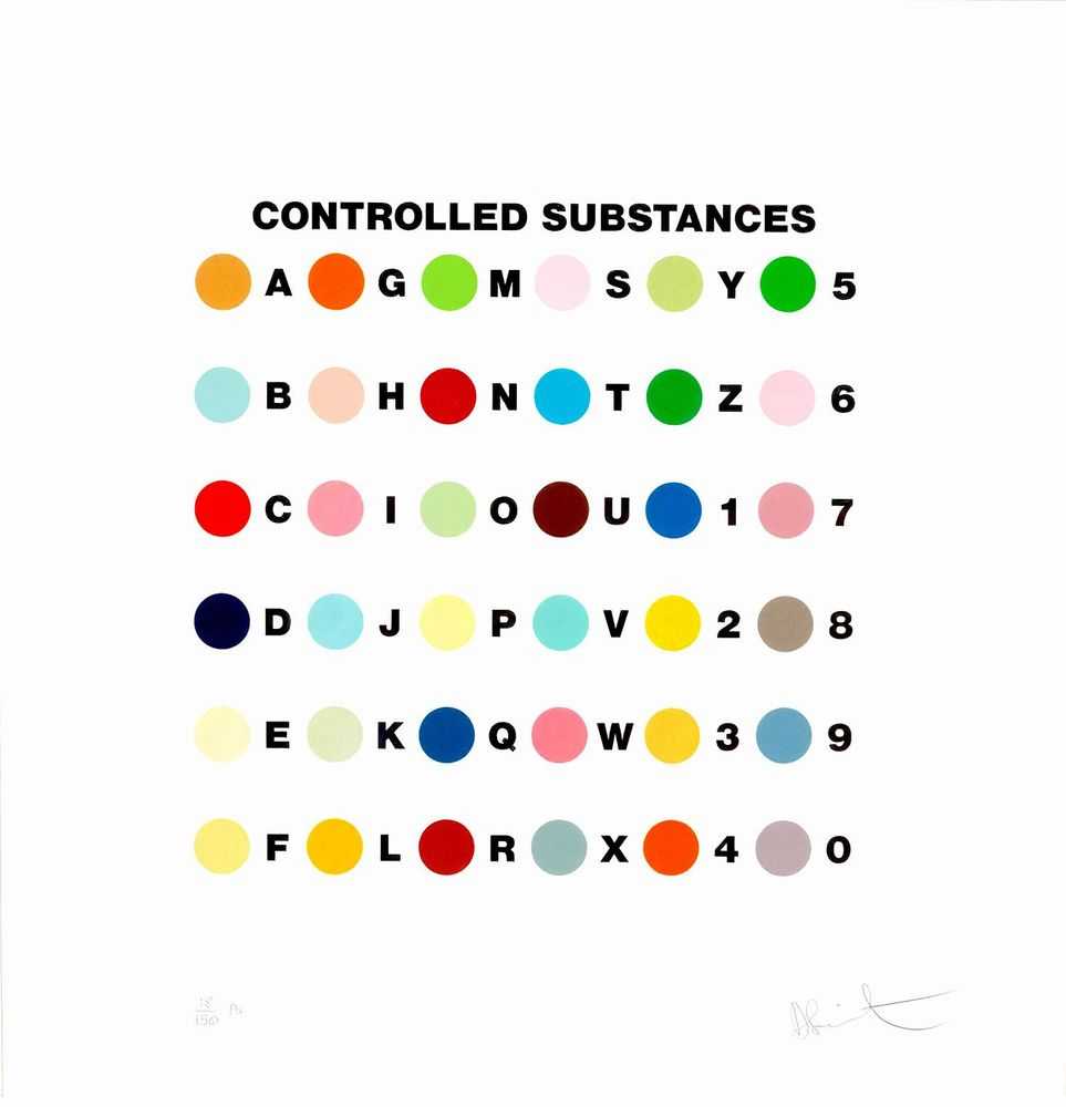 Damien Hirst, ‘Controlled Substances Key Spot Print’, 10-01-2012, Print, Screenprint in colours with glazes, on Somerset Tub Sized paper, Other Criteria, Numbered
