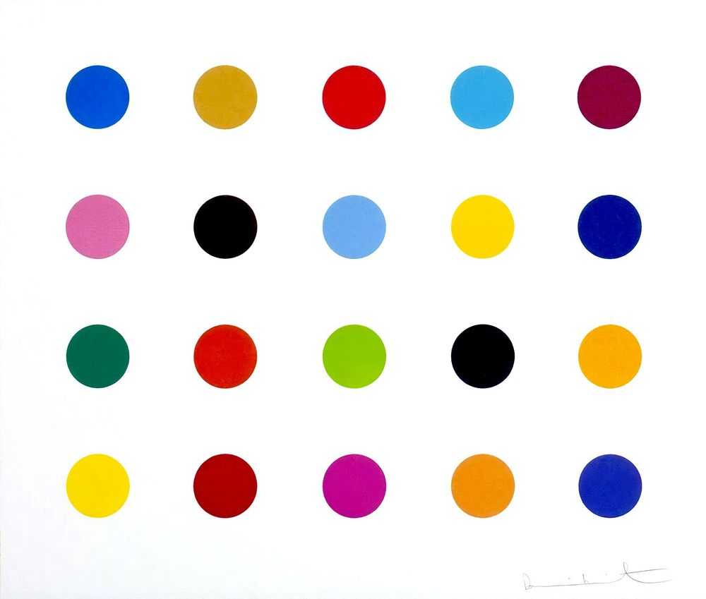 Damien Hirst, ‘Esculetin’, 25-09-2012, Print, 2 inch spot woodcut, printed on 410gsm Somerset White Paper, Manifold Editions, Numbered