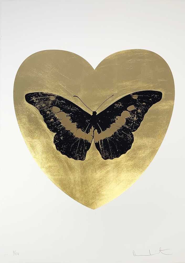 Damien Hirst, ‘I Love You - Gold Leaf - Black - Cool Gold’, 2015, Print, Gold leaf and 2 colour foil block on Somerset Satin 410gsm, null, Numbered