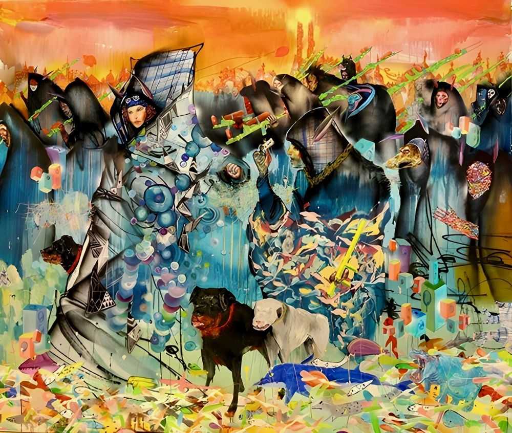 David Choe, ‘Exodus From The Land Of Play’, 18-12-2008, Print, Screen Print, Burlesque Design, Numbered, Handfinished