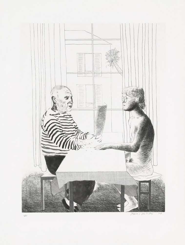 David Hockney, ‘Artist And Model’, 1973, Print, Etching, soft-ground etching, and lift-ground etching, null, Numbered