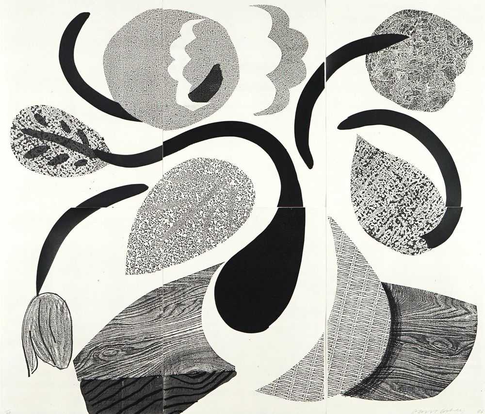 David Hockney, ‘Dancing Flowers, May 1986’, 1986, Print, Handmade print executed on an office copier, on six sheets of laid Arches paper, null, Numbered