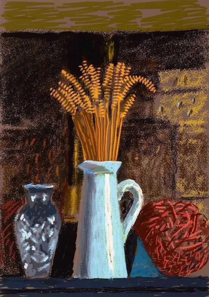 David Hockney, ‘Glass Vase, Jug And Wheat’, 2020, Print, iPad painting printed on paper, null, Numbered