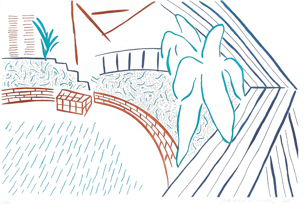 David Hockney, ‘My Pool And Terrace’, 1983, Print, Etching and aquatint printed in colors on Somerset wove paper, null, Numbered