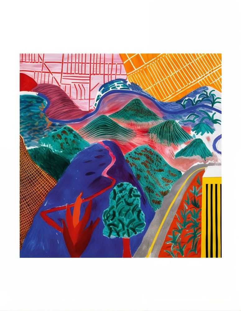 David Hockney, ‘Outpost Drive, Hollywood (Folio)’, 2017, Print, Ten colour giclée printed on 330 gsm Somerset Enhanced Radiant White 100% cotton rag paper with torn edges, Tate, 