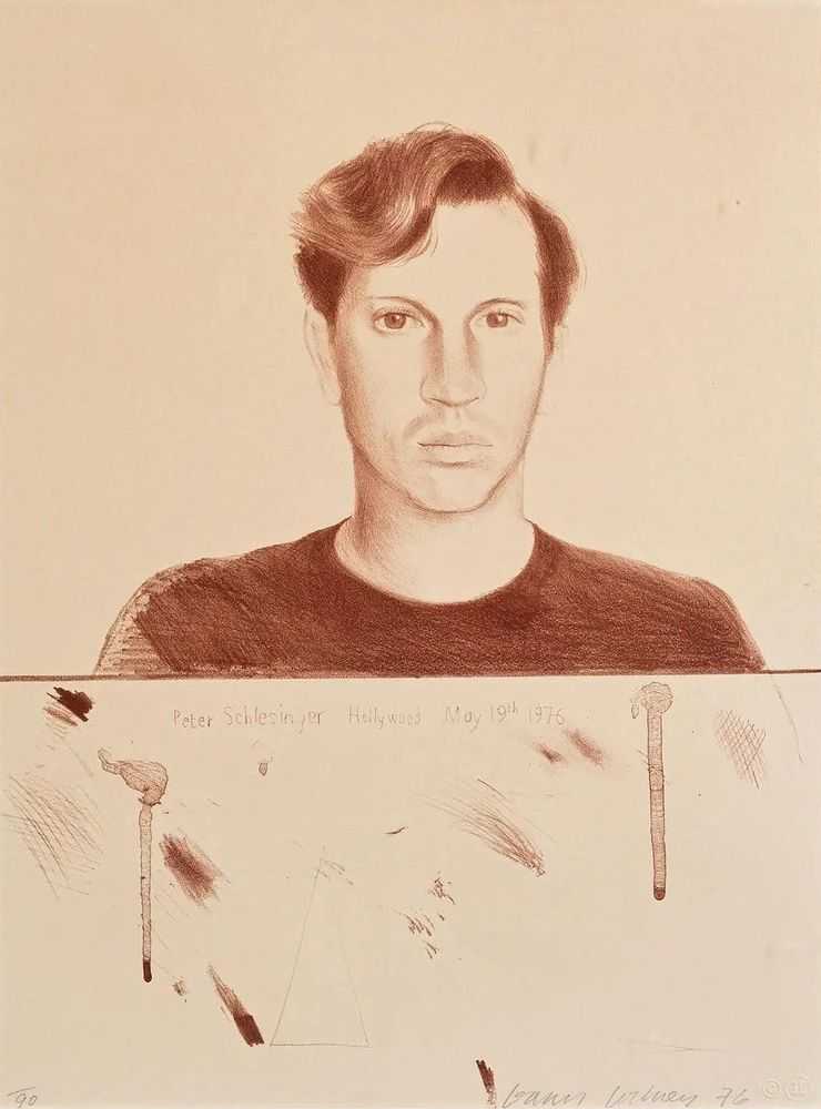 David Hockney, ‘Peter Schlesinger (Sepia)’, 1976, Print, lithograph printed in sepia on cream wove paper, null, Numbered