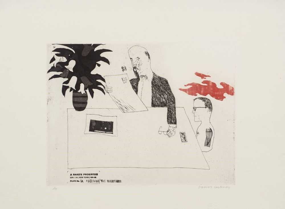 David Hockney, ‘Receiving The Inheritance’, 1963, Print, Etching and aquatint on paper, null, Numbered