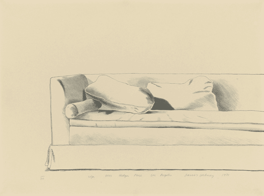 David Hockney, ‘Sofa 8501 Hedges Place’, 1971, Print, Lithograph on Arches wove paper, null, Numbered