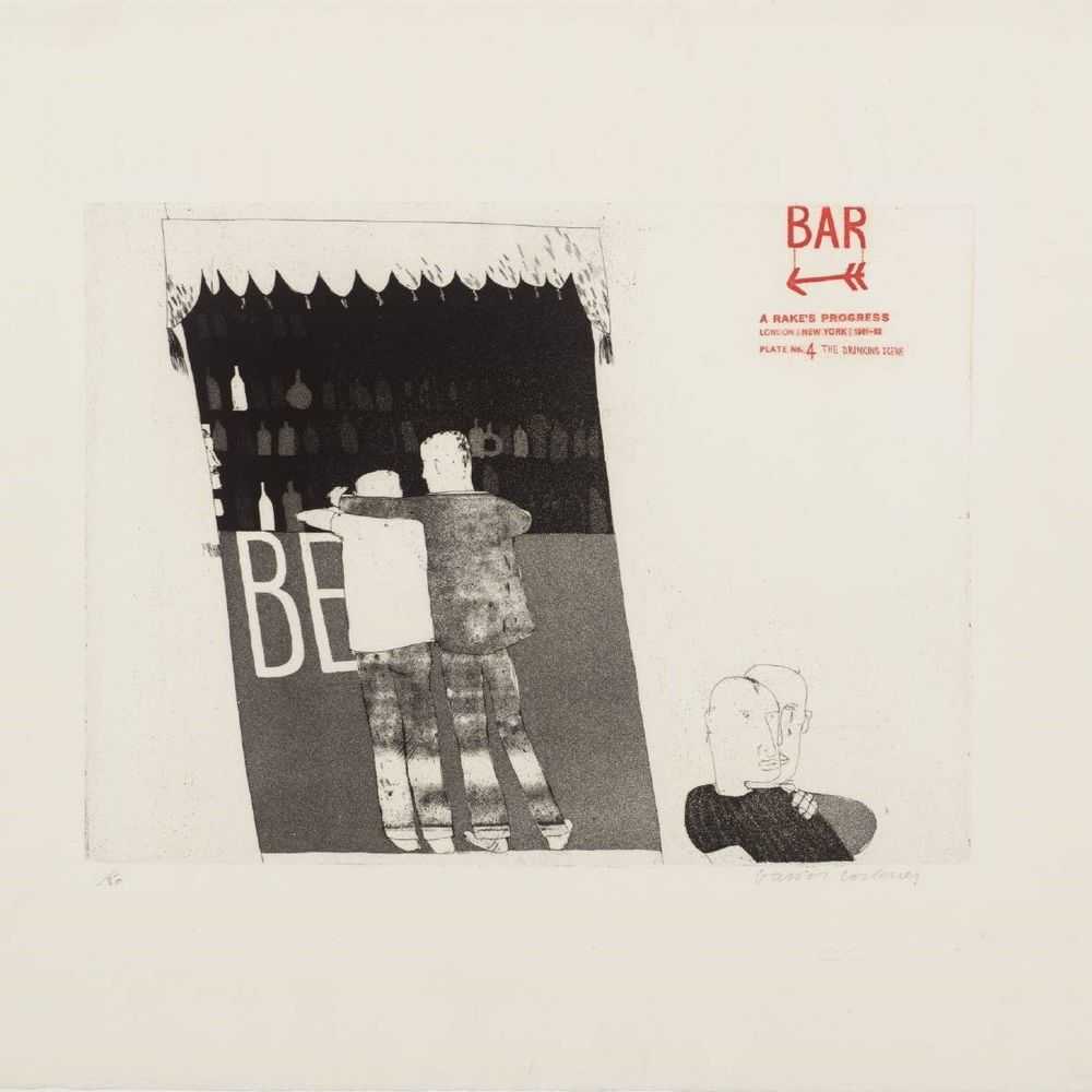 David Hockney, ‘The Drinking Scene’, 1961, Print, Etching and aquatint on paper, null, Numbered