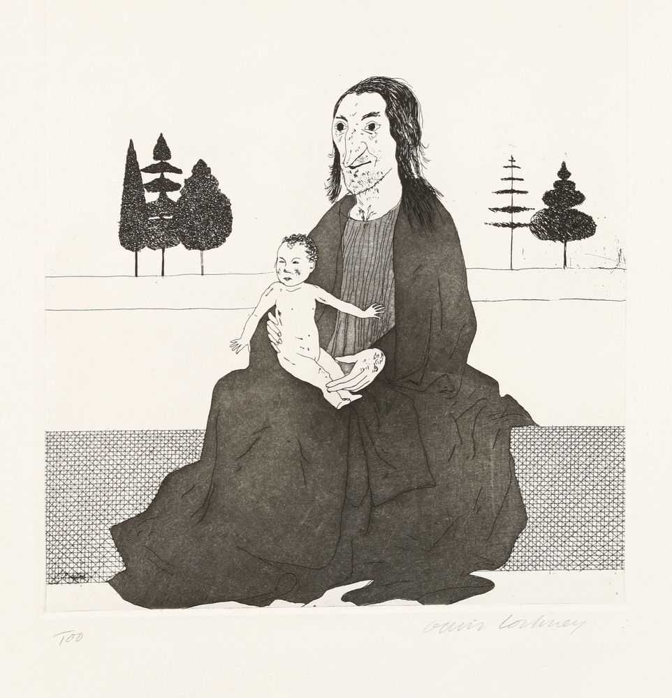 David Hockney, ‘The Enchantress With The Baby Rapunzel’, 1969, Print, Etching & Aquatint on Hodgkinson handmade paper., null, Numbered