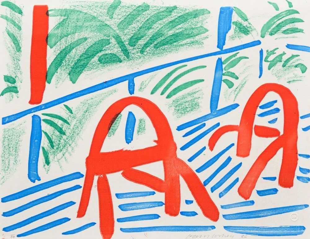 David Hockney, ‘Two Red Chairs’, 1986, Print, Print in four colours on Arches laid text paper, null, Numbered