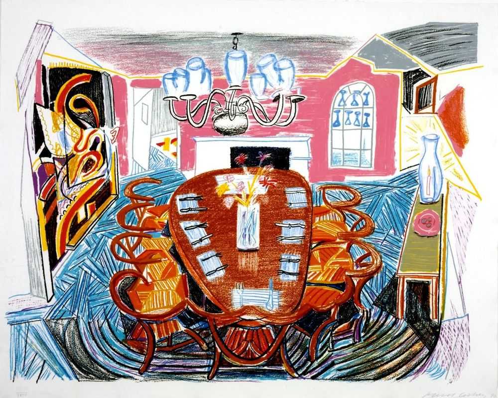 David Hockney, ‘Tyler Dining Room’, 1984, Print, Lithograph on paper, null, Numbered