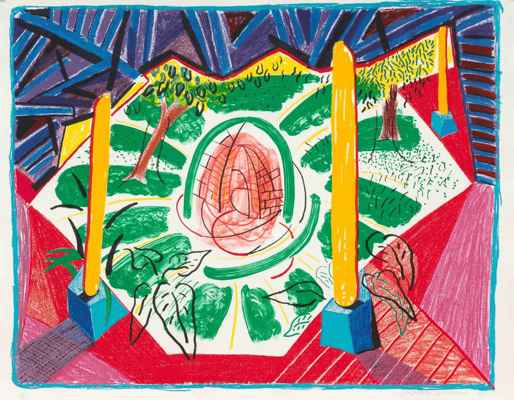David Hockney, ‘View Of Hotel Well II’, 1985, Print, Lithograph in colours, null, Numbered