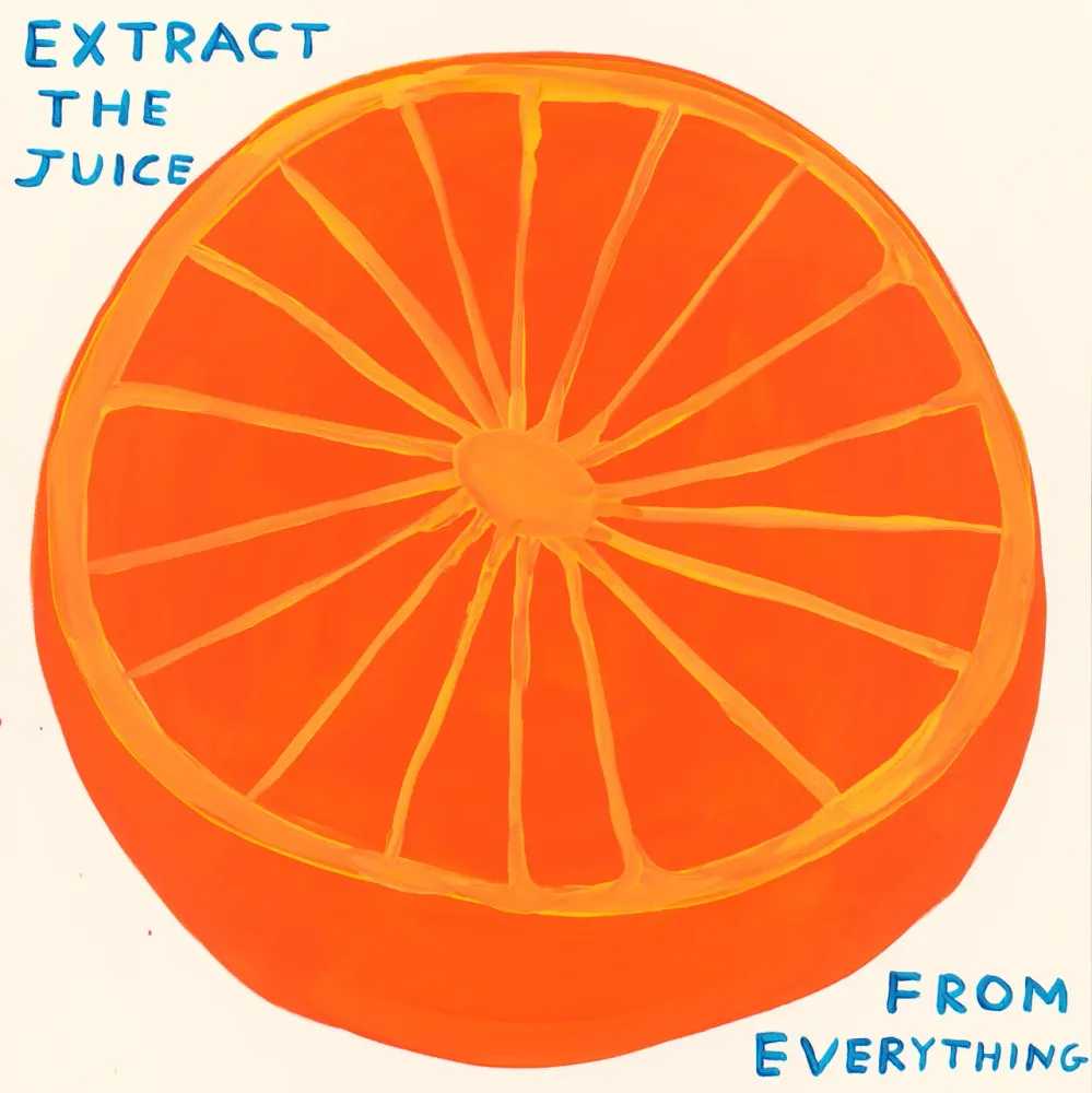 David Shrigley, ‘Extract the Juice from Everything’, 2023, Print, 12 Colour Screenprint with Varnish Overlay on Somerset Tub Sized 410gsm Paper, Jealous Gallery, Numbered, Dated