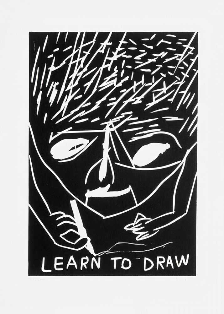 David Shrigley, ‘Learn to Draw’, 2014, Print, Linocut on paper, Schaefer Grafik, Numbered, Dated