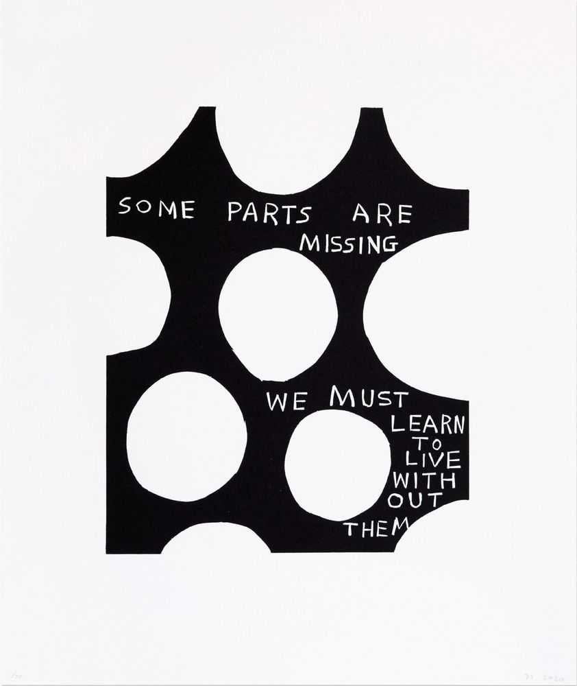 David Shrigley, ‘Some Parts Are Missing...’, 2020, Print, Linocut on Somerset 300gsm paper, Schaefer Grafik, Numbered, Dated