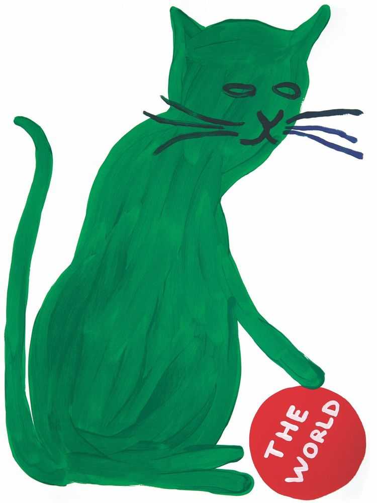 David Shrigley, ‘Untitled (The World Cat)’, 2019, Print, Screenprint in colours on 300gsm Rives paper, Two Rooms, Numbered, Dated