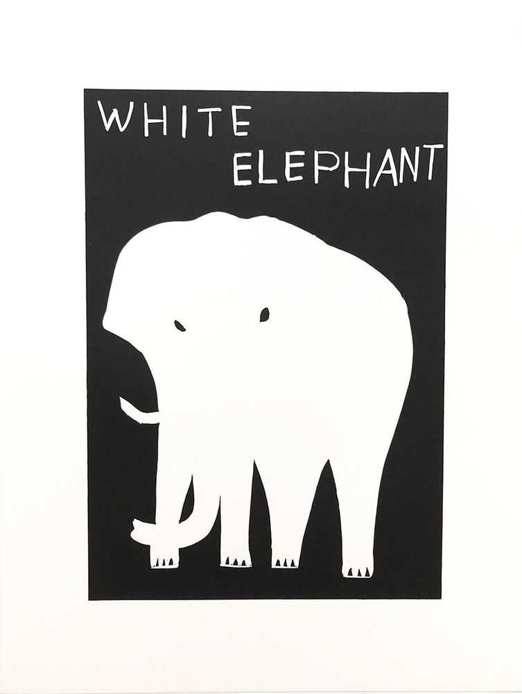 David Shrigley, ‘White Elephant’, 2021, Print, Linocut on Somerset 300gsm paper, Schaefer Grafik, Numbered, Dated