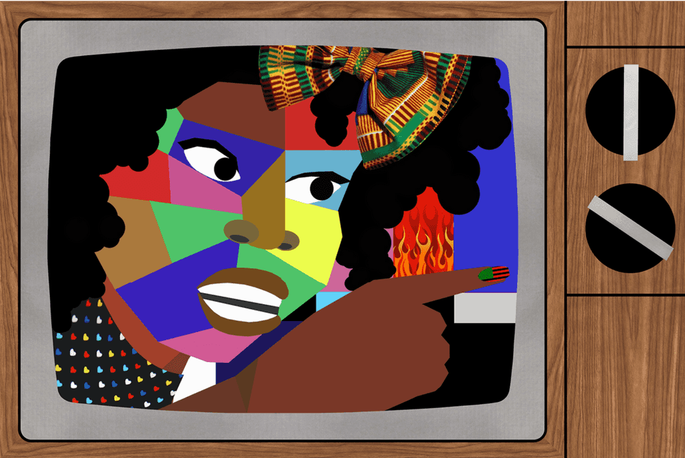 Derrick Adams, ‘Don't Touch That Dial’, 2014, Print, Archival pigment print on Hahnemuhle German Etching 310gsm Paper, Bronx Museum, Numbered