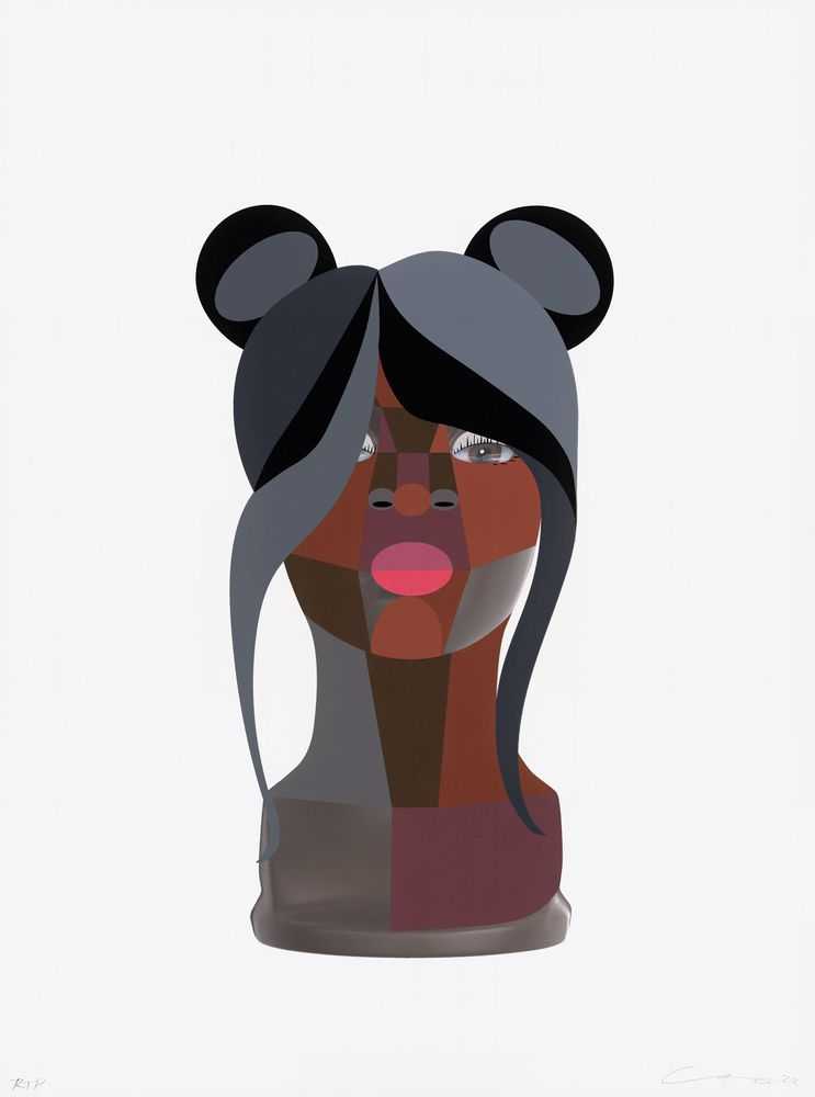 Derrick Adams, ‘Style Variation 2 (Space Buns)⁣⁣’, 04-10-2022, Print, screenprint, archival inkjet, acrylic gloss varnish, Tandem Press, Numbered