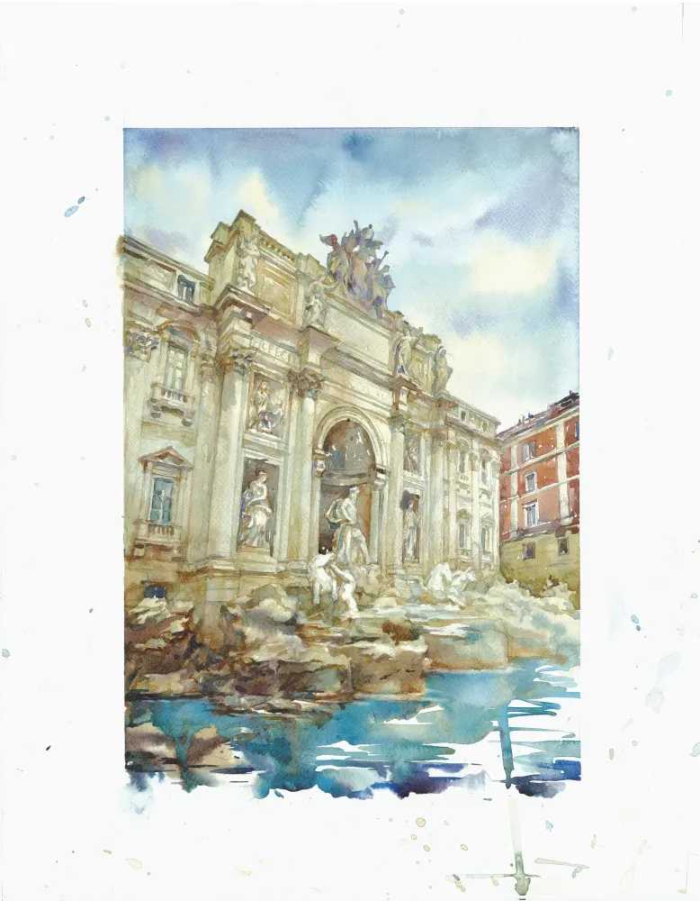 Devon Rodriguez, ‘Trevi Fountain’, 2024, Print, Watercolour print on archival 21ml. 340g/m paper, Self Released, Numbered