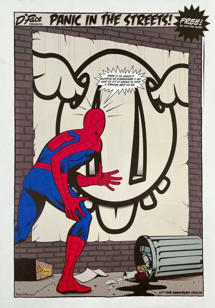 D*Face, ‘Panic in the Streets’, 2010, Print, Offset lithograph in colors, two sided folded promotional poster distributed by Don't Panic., null, 