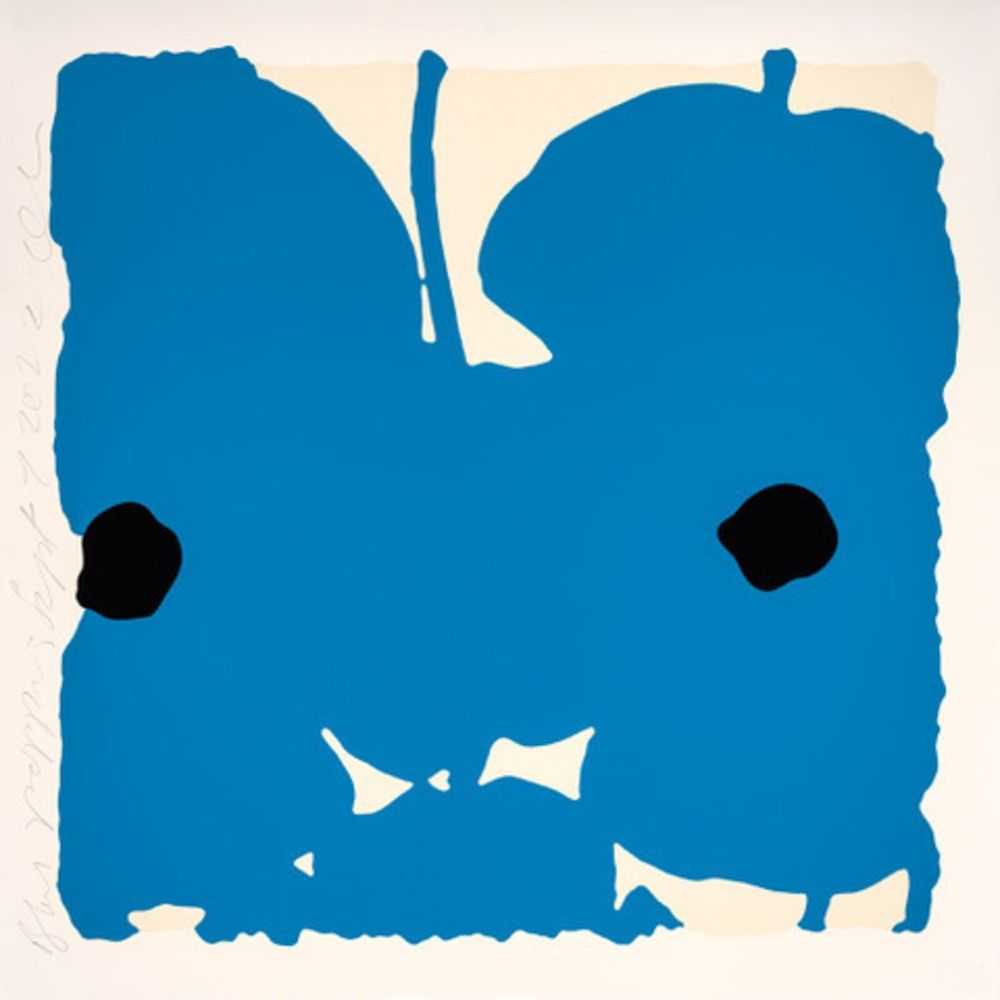 Donald Sultan, ‘Blue And White Poppies (September 7, 2022)’, 2022, Print, Color silkscreen with enamel inks, flocking and tar-like texture on Rising, 2-ply museum board, null, Numbered, Dated