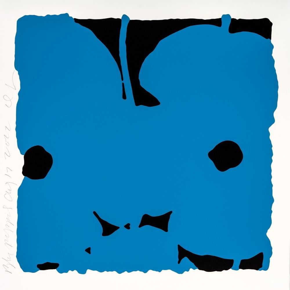 Donald Sultan, ‘Blue Poppies Aug. 17th 2022’, 2022, Print, Color Silkscreen with enamel inks, flocking, and tar-like texture. on rising 2-ply museum board, null, Numbered, Dated