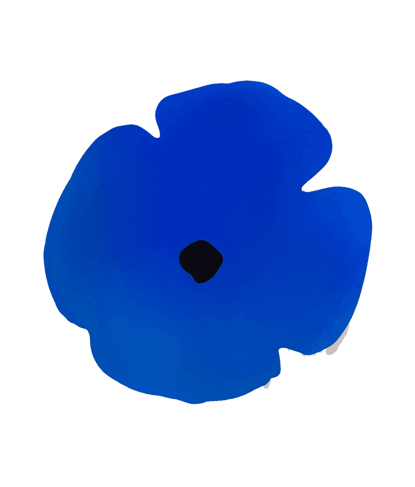 Donald Sultan, ‘Blue Wall Poppy, August 13, 2020’, 2020, Sculpture, Shaped aluminum with powder coat and flocked center, null, 