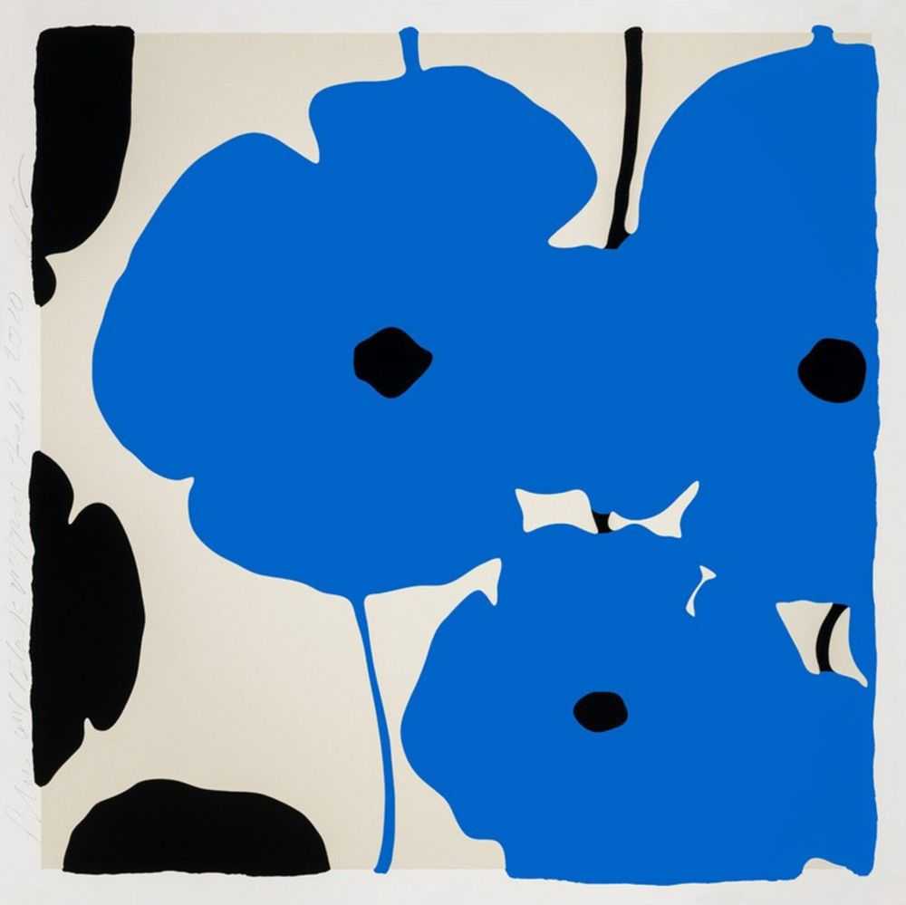 Donald Sultan, ‘Blue & Black Poppies Feb 3, 2020’, 2020, Print, Silkscreen with overprinted flocking on Rising 4-ply Museum Board, null, Numbered, Dated