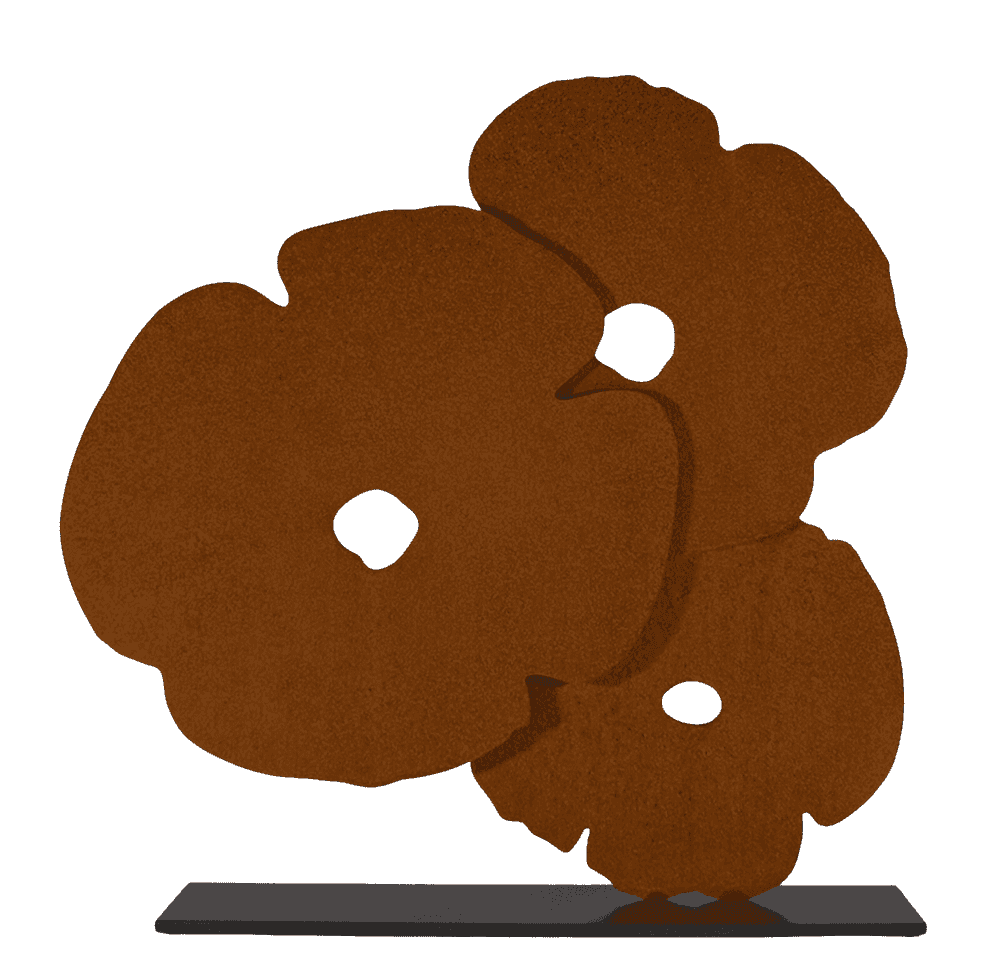 Donald Sultan, ‘Corten Poppies’, 2015, Sculpture, 3/8 inch Corten steel on a 1/2 inch powder-coat painted stainless steel base, null, Numbered