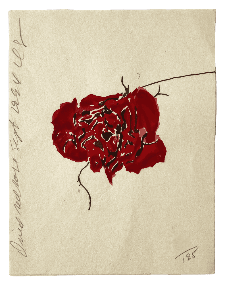 Donald Sultan, ‘Dried Red Rose’, 1994, Print, Woodblock Print on Tosa Paper, David Krut Projects, New York in association with Robert Brown, Washington DC; Printed by Takuji Hamanaka, Watanabe Studio Ltd, Numbered, Dated