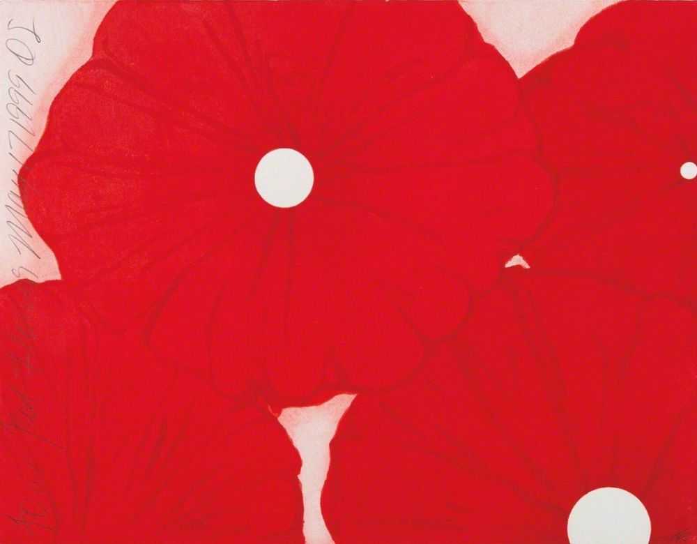 Donald Sultan, ‘Four Red Flowers, May 17, 1999’, 1999, Print, Woodcut in red, on wove paper, the full sheet, null, Numbered, Dated