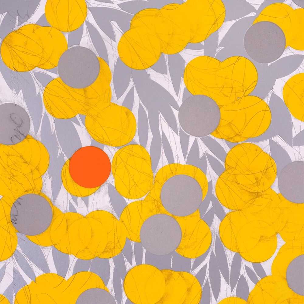 Donald Sultan, ‘Mimosa with Orange, April 24, 2024’, 2024, Print, Silkscreen with enamel inks and sand on Rising 4-ply museum board, null, 