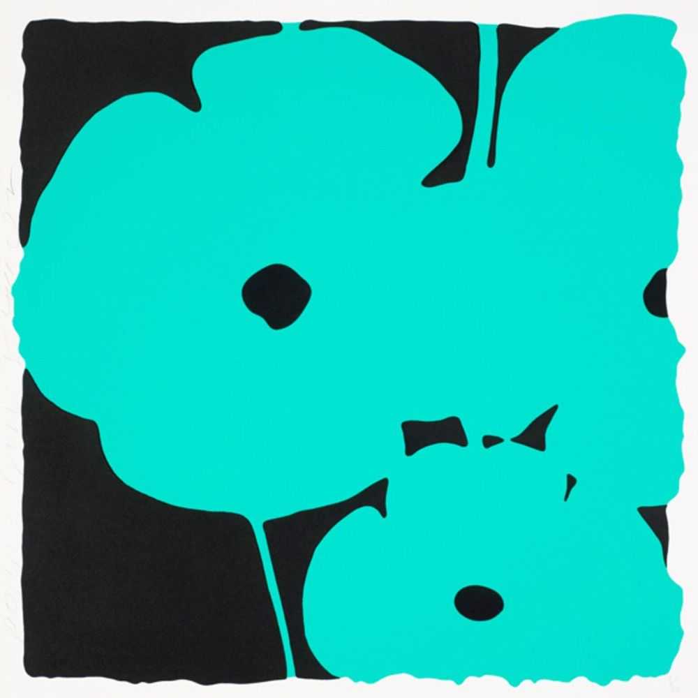 Donald Sultan, ‘Poppies, June 7, 2011 (Aqua)’, 2011, Print, Color silkscreen with enamel inks, flocking, and tar-like texture on museum board, null, Numbered, Dated