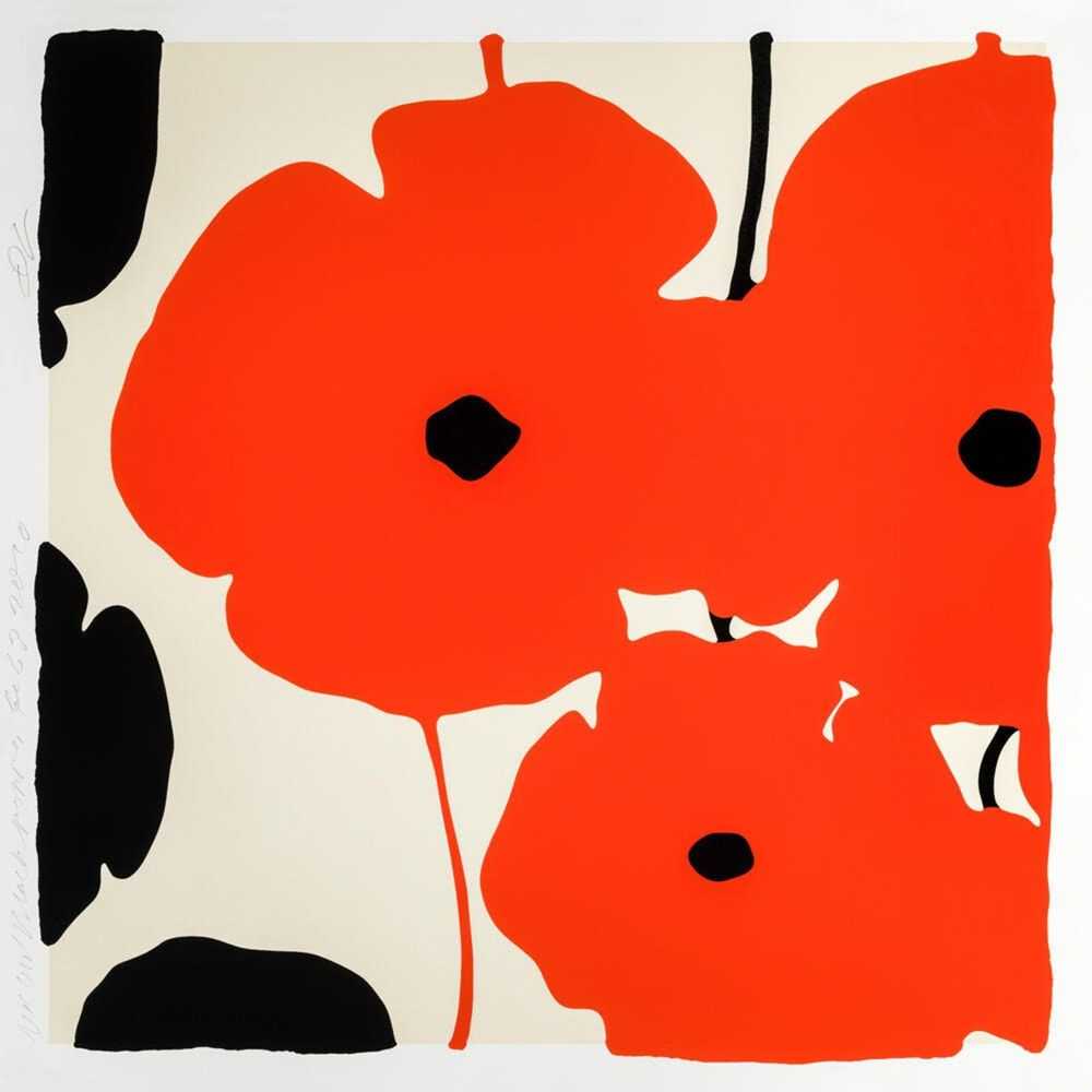 Donald Sultan, ‘Red & Black Poppies, Feb 3 2020’, 2020, Print, Silkscreen with overprinted flocking on 4-ply Rising Museum Board, Lococo Fine Art Publishers, Numbered, Dated