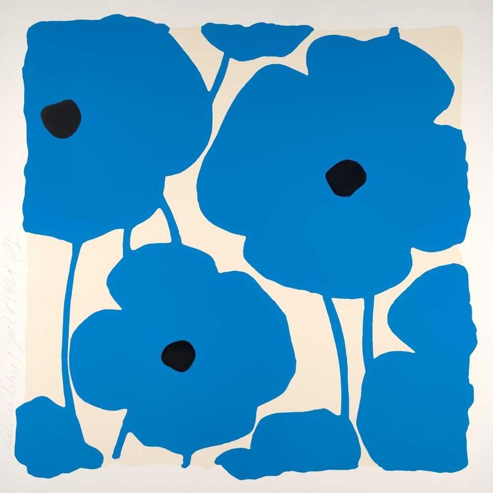 Donald Sultan, ‘Seven Blues Jan. 24, 2024’, 2024, Print, Color silkscreen with enamel inks, flocking, and tar-like texture on Rising 4-ply museum board, null, Numbered, Dated