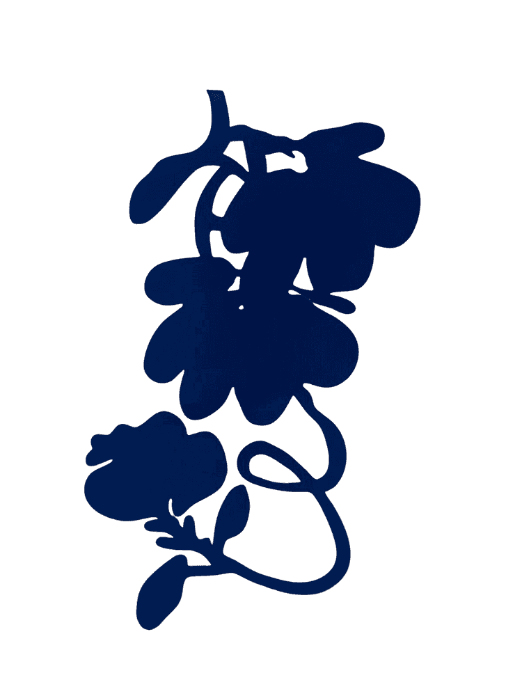 Donald Sultan, ‘Three Blue Lantern Flowers’, 2022, Sculpture, Shaped Aluminum with Blue Flocking, null, 