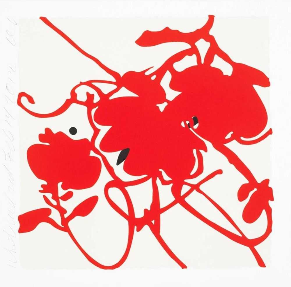 Donald Sultan, ‘White and Red, Feb 14, 2012’, 2012, Print, Hand-silkscreen with enamel inks, flocking and tar-like texture on 2 ply museum board. Hand signed by the artist., null, Numbered