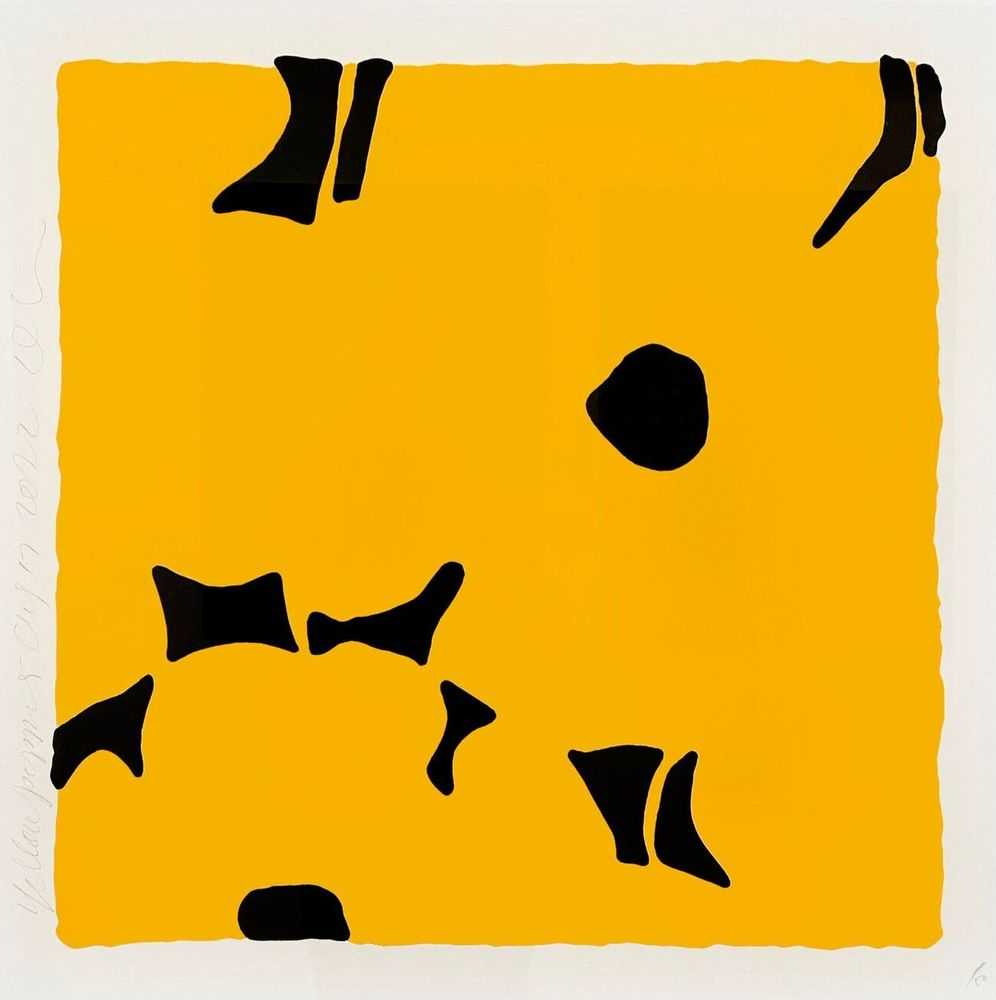 Donald Sultan, ‘Yellow Poppies, Aug. 17, 2022’, 2022, Print, Color Silkscreen with Enamel Inks and Flocking on 2-Ply Museum Board, null, Numbered, Dated