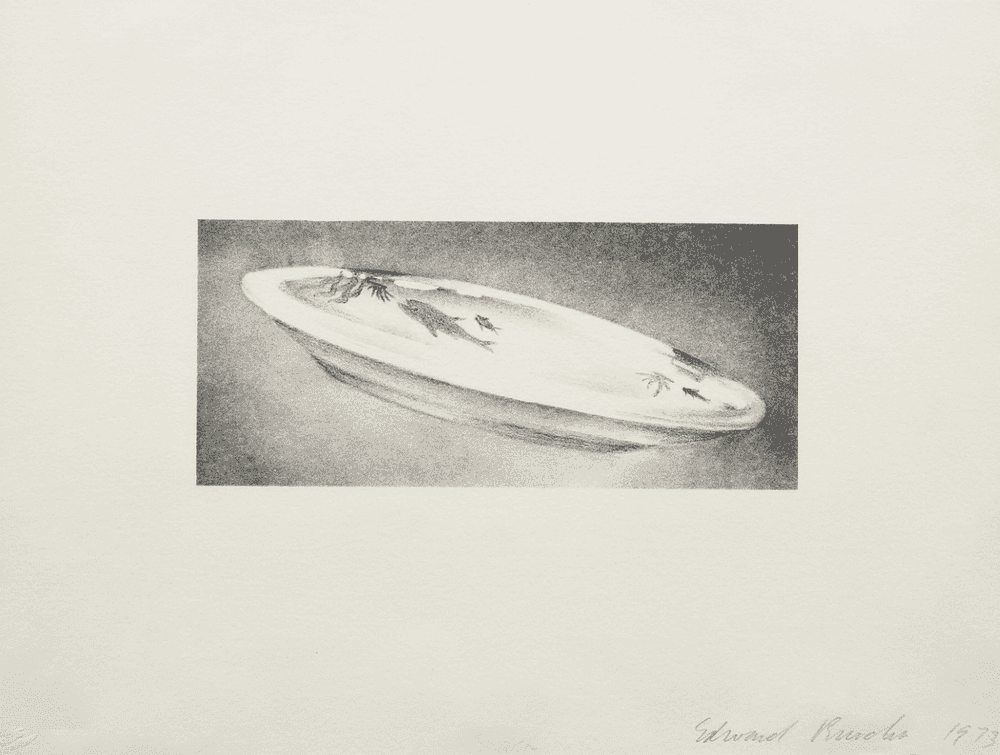 Ed Ruscha, ‘Dish’, 1973, Print, Lithograph on roll Rives paper, torn edges, null, Numbered, Dated