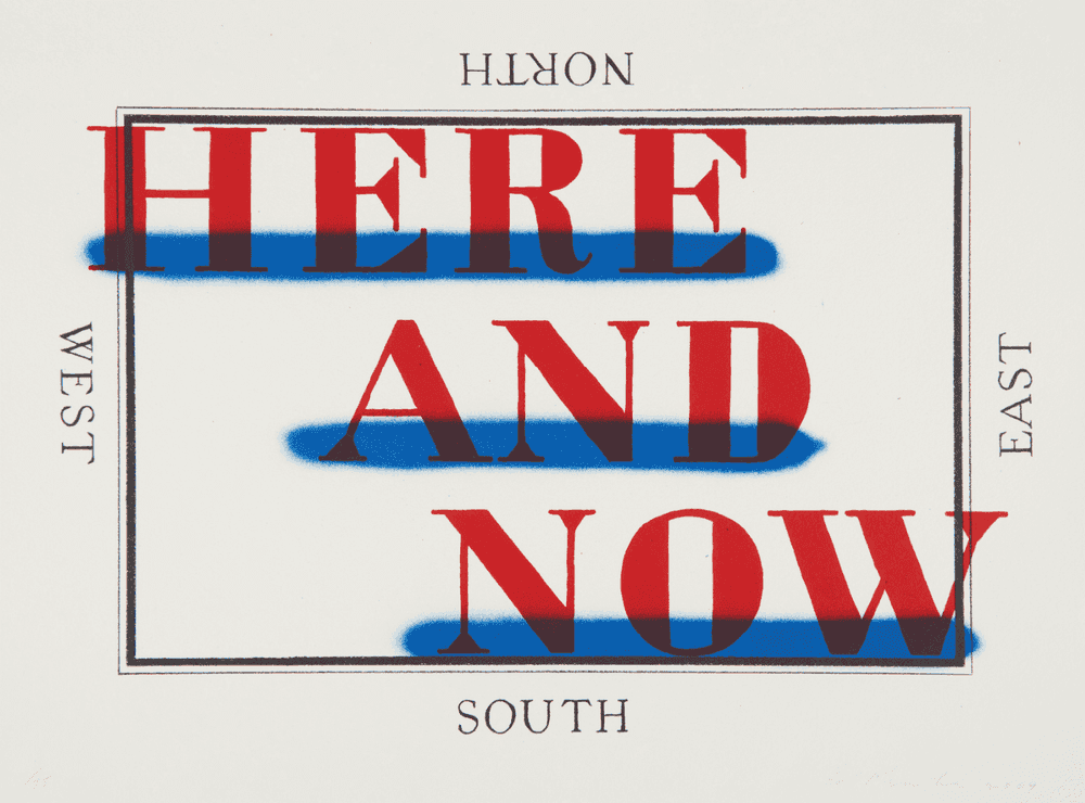 Ed Ruscha, ‘Here and Now’, 2008, Print, Kohler Paper with blindstamp, Gemini G.E.L.,, Numbered, Dated