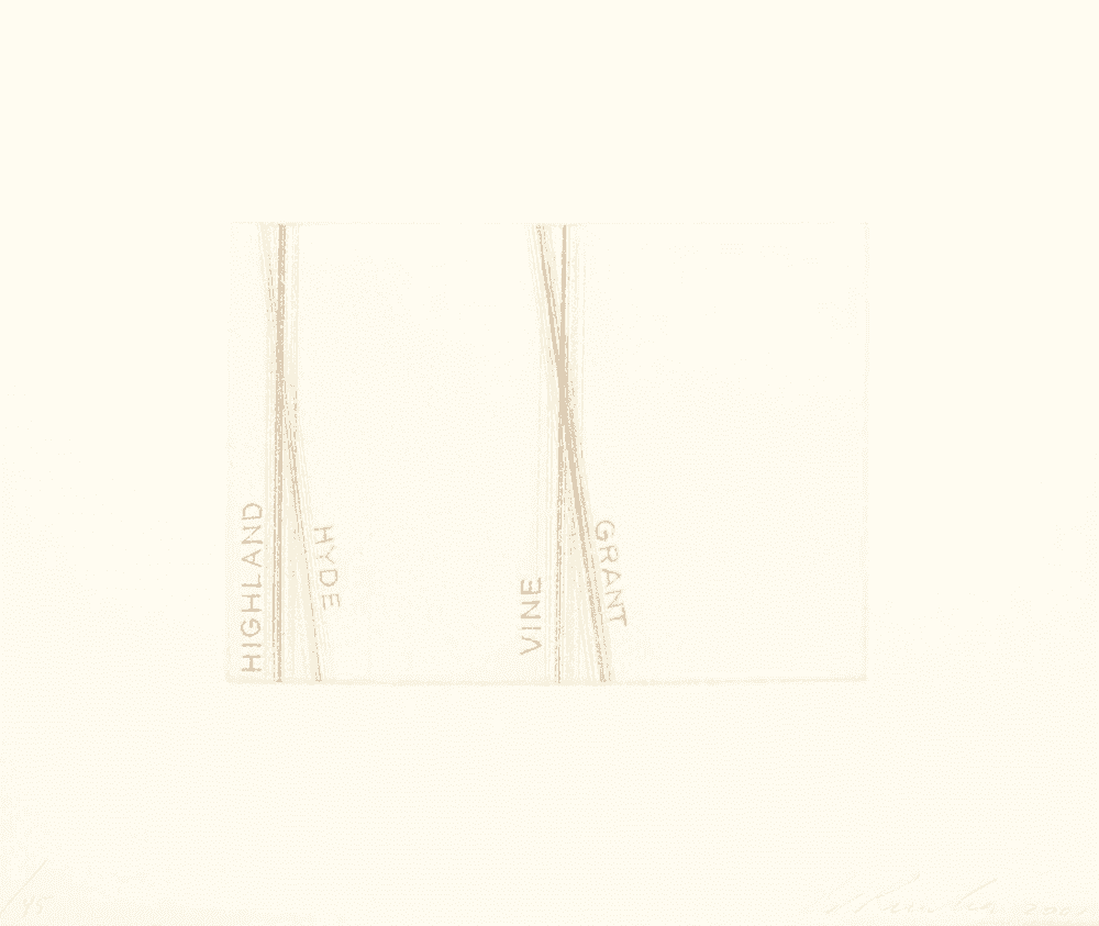 Ed Ruscha, ‘Highland, Hyde’, 2001, Print, Soft Ground Etching, null, Numbered, Dated