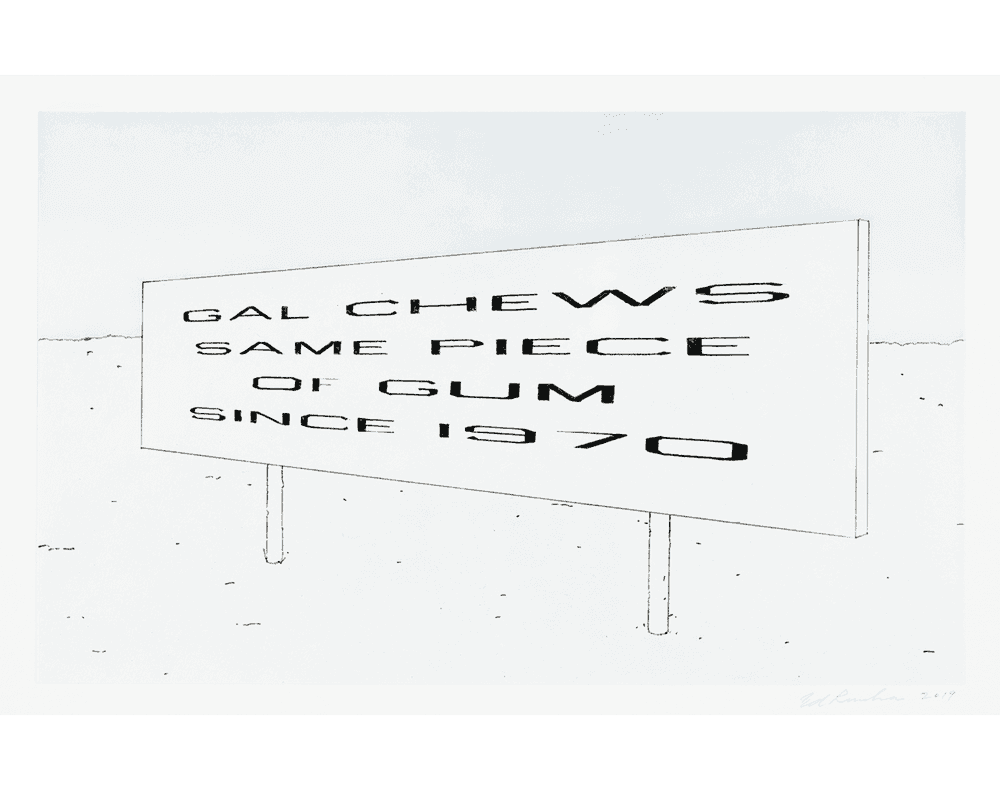 Ed Ruscha, ‘Lonely Highway’, 24-10-2019, Print, Colour direct gravure with aquatint, Crown Point Press, Numbered, Dated
