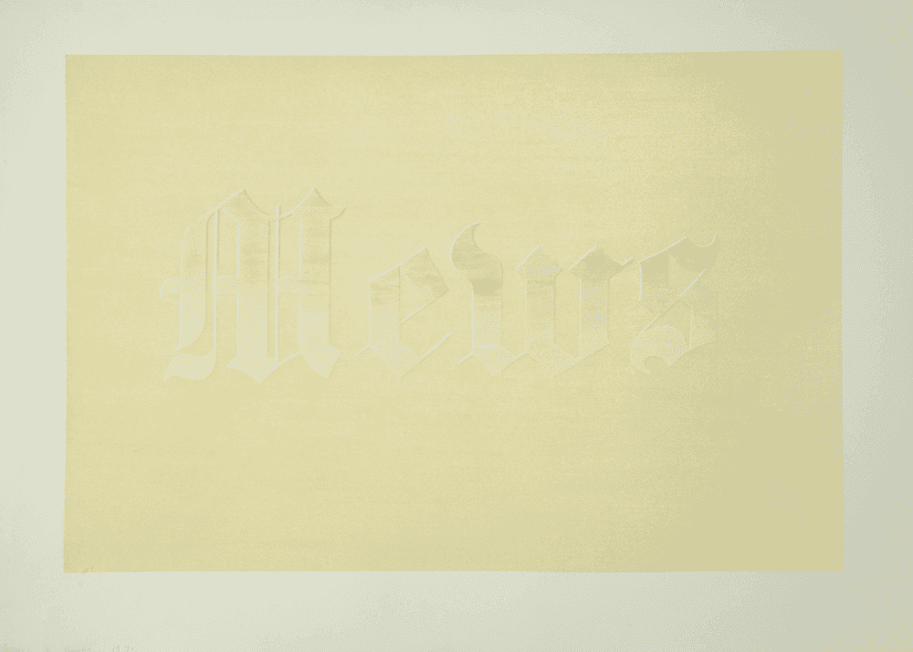 Ed Ruscha, ‘Mews’, 1970, Print, Organic Screenprint on Silverbrook Snow White Antique Finish Paper, Editions Alecto, Numbered