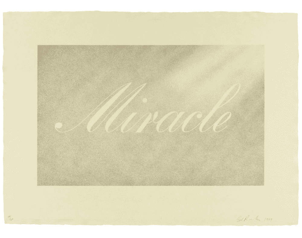 Ed Ruscha, ‘Miracle’, 1999, Print, Lithograph, on John Koller HMP cream paper, with full margins, Gemini G.E.L., Numbered